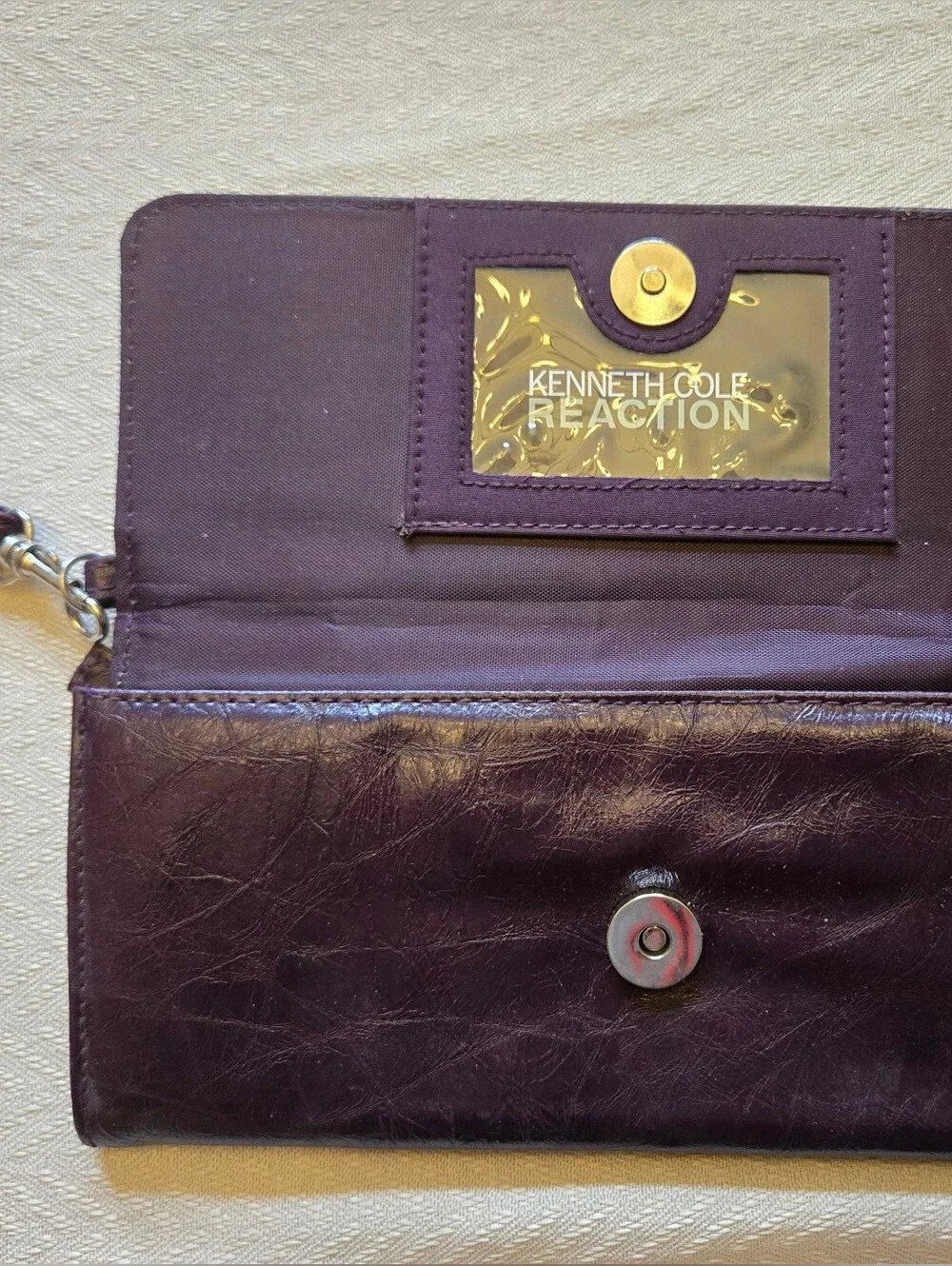 Kenneth Cole Reaction Dark Brown Leather Clutch Wristlet